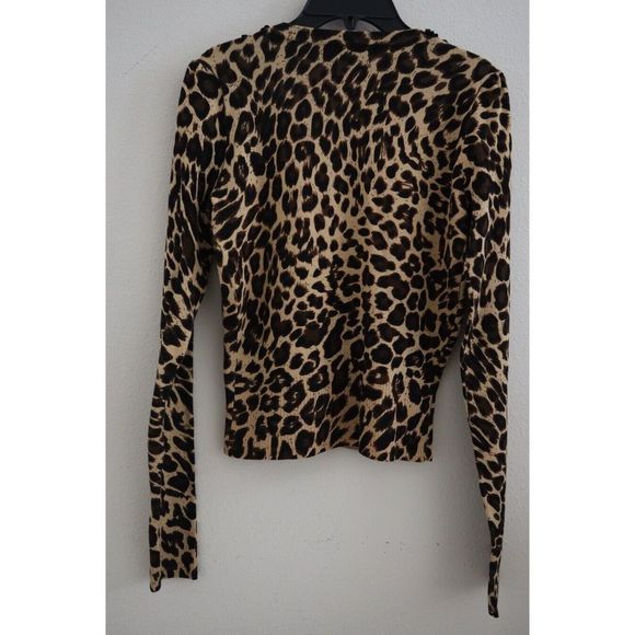 International Concepts Women's Sz S Leopard Print Beaded Button Up Sweater - Picture 3 of 8